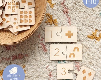 Number Matching Puzzle: Montessori Math Game • SVG, PDF Digital File for Laser Cutting