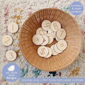 Math Discs: Montessori Number Learning Tool • SVG, PDF Digital File for Laser Cutting