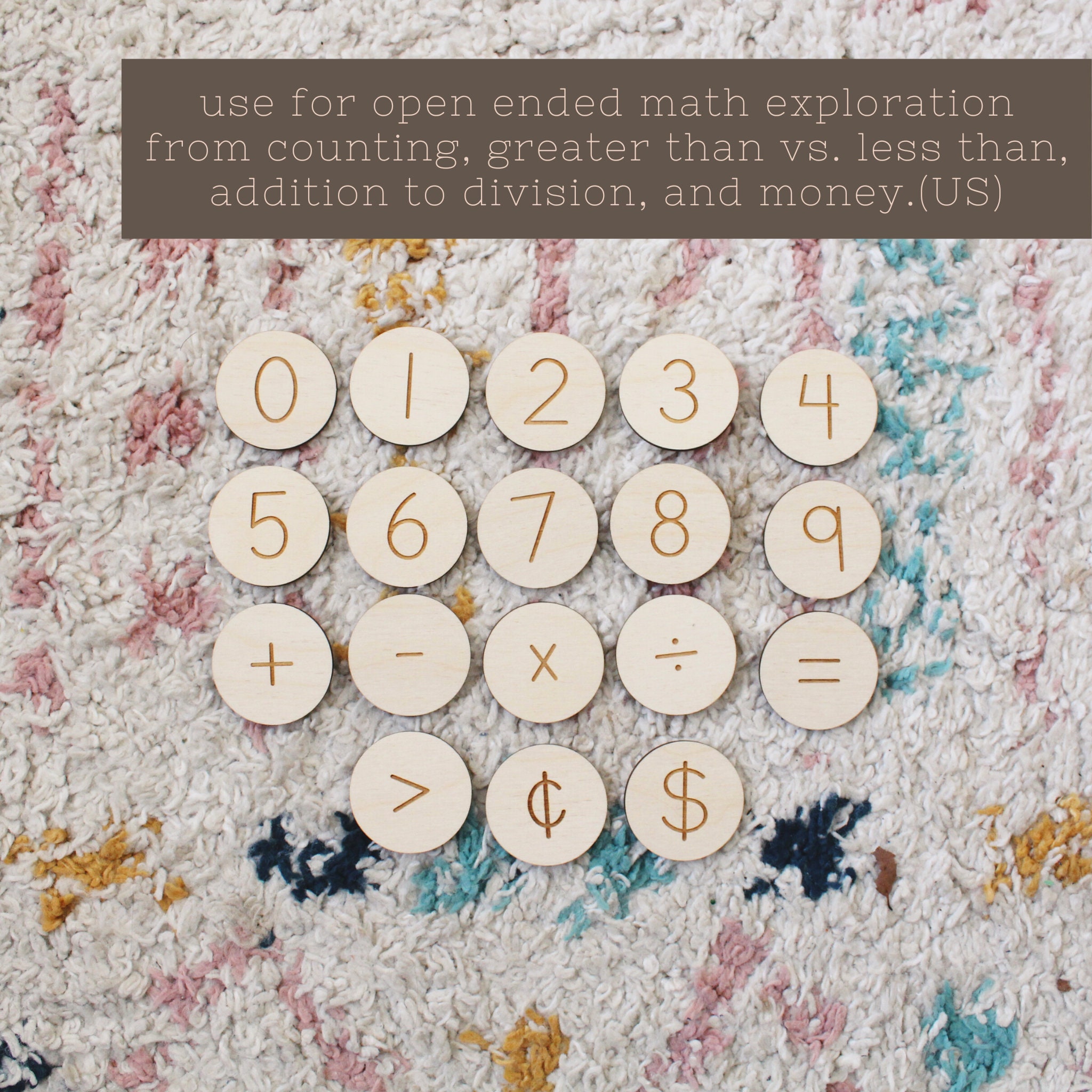 SVG Math Discs File for Laser Cutting Counting, Adding, and Money Diy Montessori Homeschool Wood