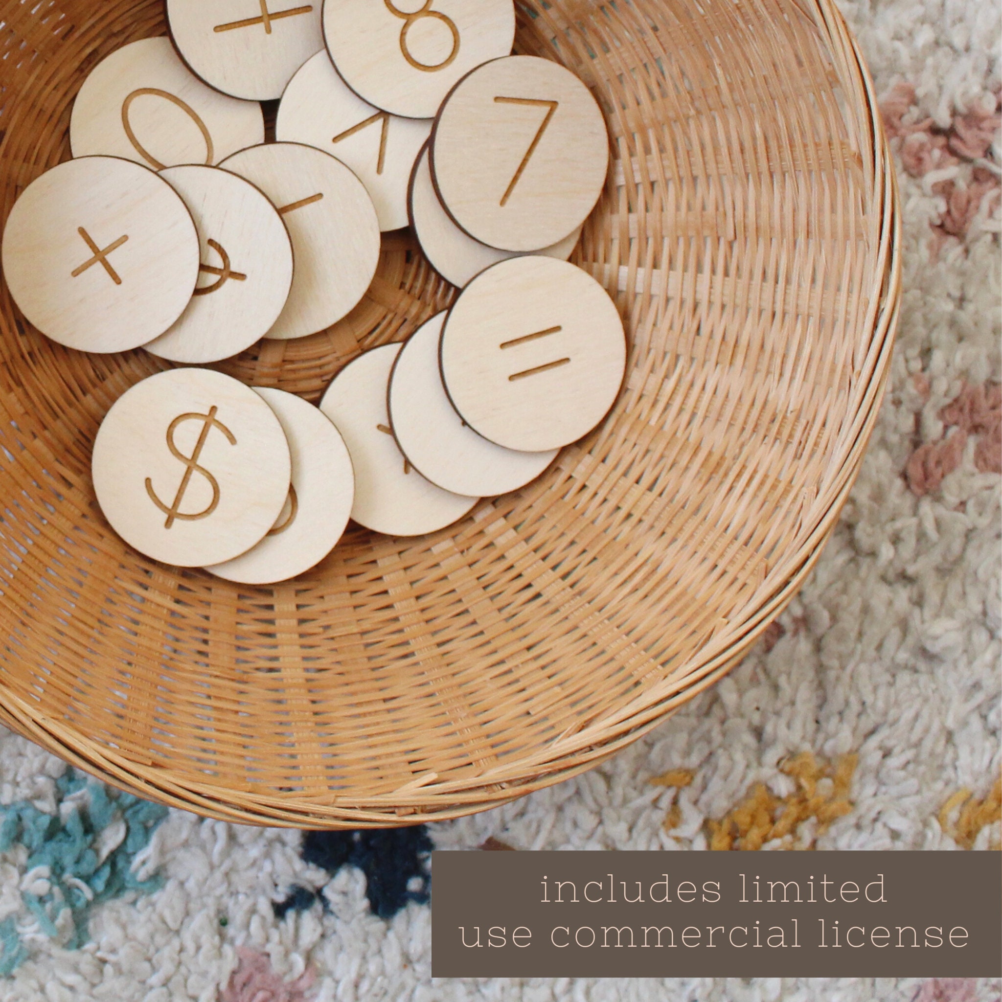 SVG Math Discs File for Laser Cutting Counting, Adding, and Money Diy Montessori Homeschool Wood