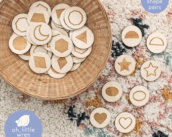 Shape Matching Game: Montessori Math Learning Tool • SVG, PDF Digital File for Laser Cutting