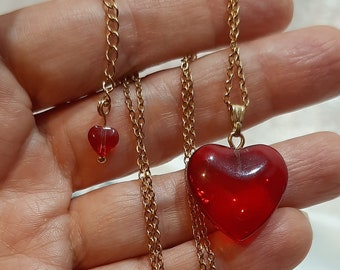 Collar de cristal de corazón rojo, corazón de collar, collar de acero inoxidable, collar de amor, joyería del día de San Valentín, regalo del día de San Valentín para ella