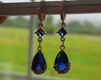 Blue Earrings,  Blue Dangly Earrings, Dangly  Earrings, Gift for Her
