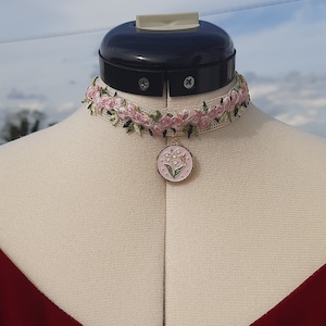 Rose Choker Embroidery and Vintage French Lace Cottage core Necklace, Girl Accessories y2k Fairy Necklace, Festival Necklace, Gift For Her