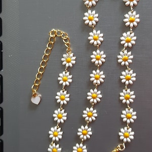 Collier marguerite ras de cou chaîne fleur, plaqué or, acier inoxydable, cadeau pour elle, tour de cou marguerite, collier chaîne image 1