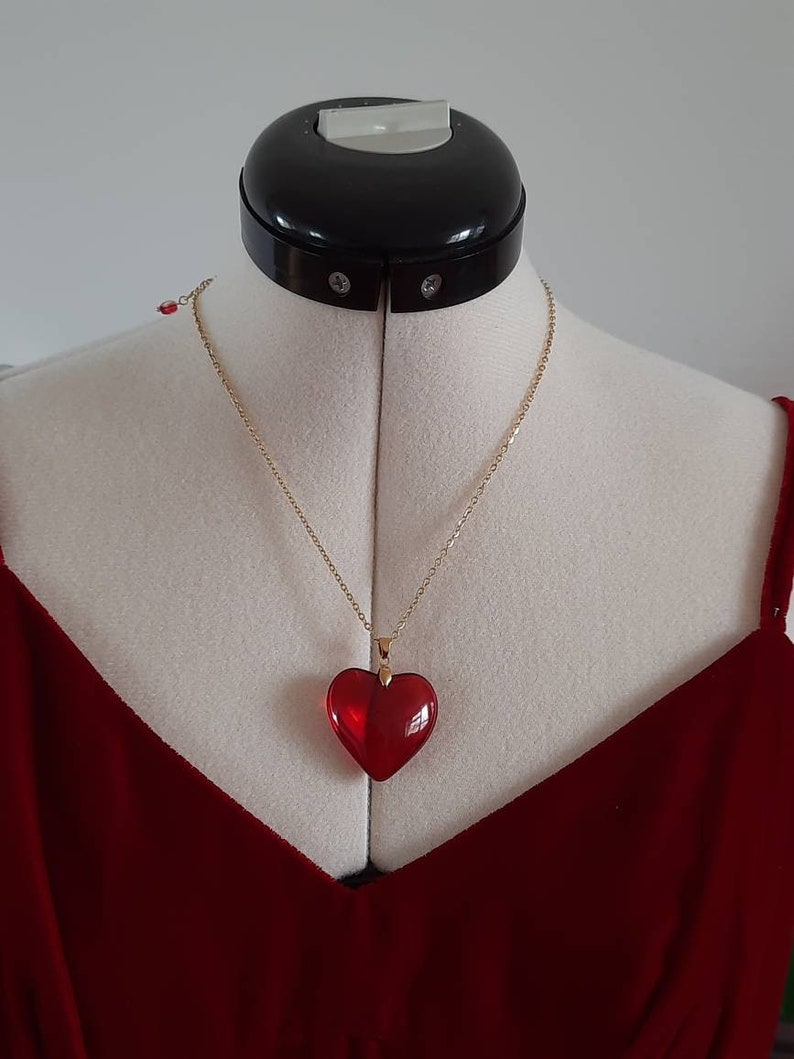 Red Heart Necklace, Love Necklace, Stainless Steel Necklace, Gift for Her, Gift for Mom, Gift for Girlfriend,Puffy Heart Pendant, image 8