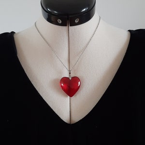 Red Heart Necklace, Love Necklace, Stainless Steel Necklace, Gift for Her, Gift for Mom, Gift for Girlfriend,Puffy Heart Pendant, image 3