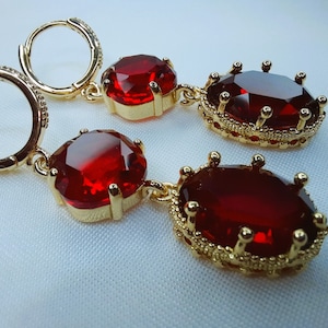 Red Dangling Earrings , Red Earrings, Elegant Classic Bright Red Earrings, Gift for Her, Gift for Mom, Valentines Day Gift