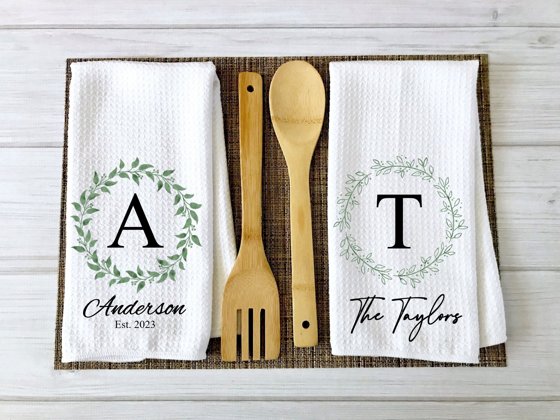 2pcs Dish Towel With Kitchen Utensils Custom Name Kitchen Towel