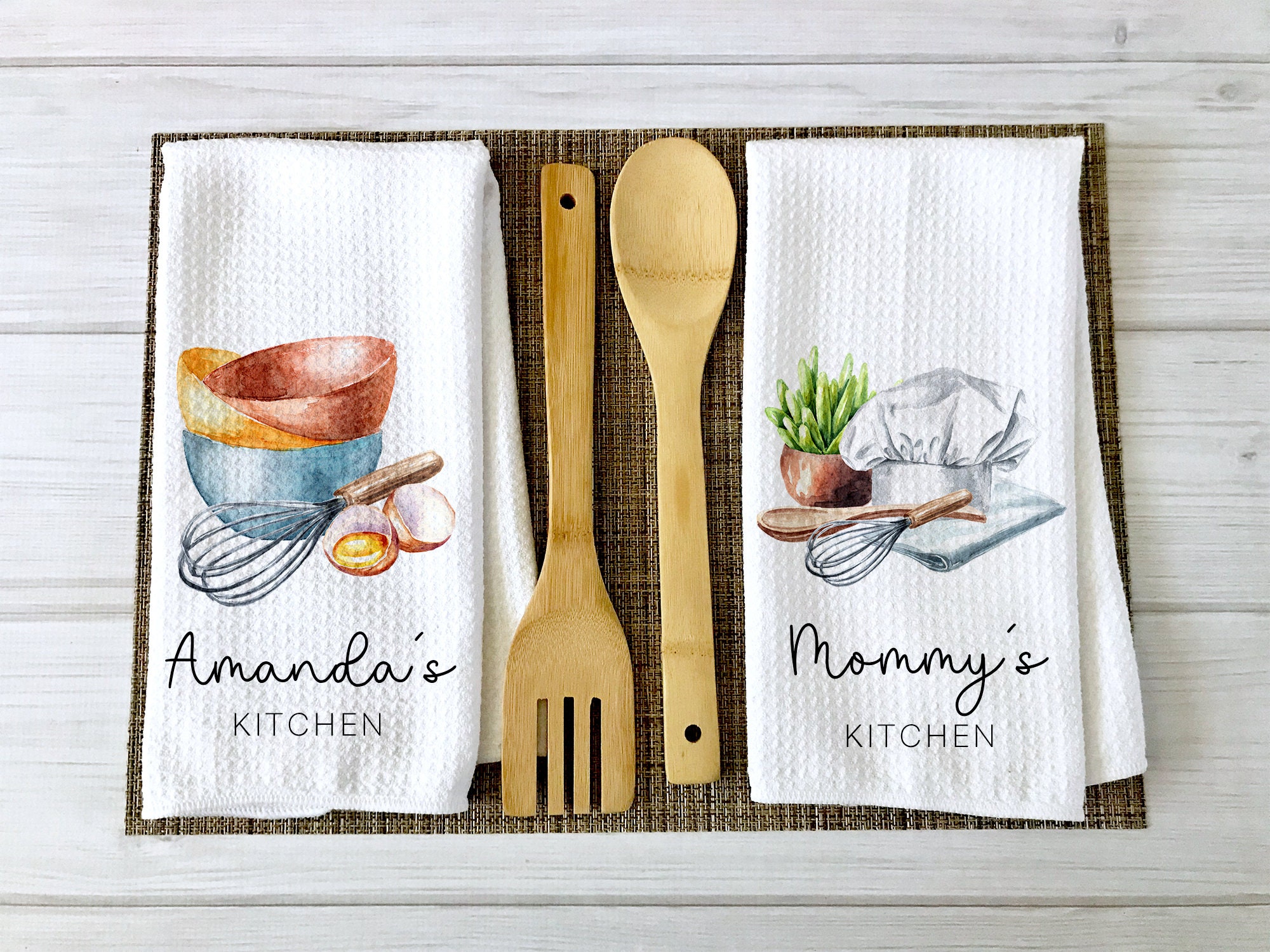 One, Two, Three, Five, or 10 Personalized Farmhouse Kitchen Tea Towels from  Qualtry (Up to 58% Off)