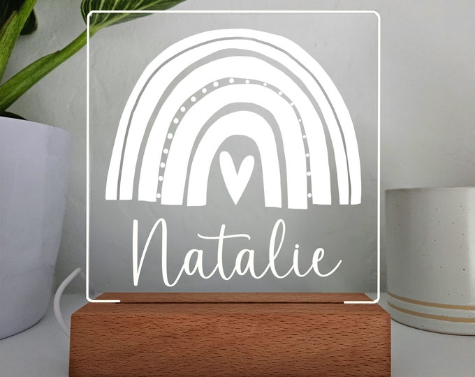 Personalized Night Light | Custom Nightlight for Kids | Nursery Baby Room Decor | Children's Bedroom Gift | LED Lamp | Rainbow Night Light