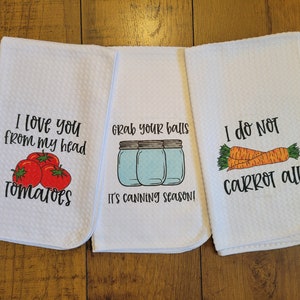 Funny Kitchen Towels | Punny Dishcloth | Waffle Weave Hand Towel | Cute Dish Rag | Gift for Mom | Home Decor | Vegetable Tea Towel