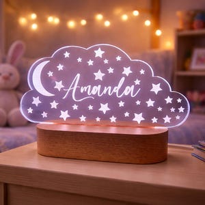 Veilleuse personnalisée | Veilleuse LED avec nom personnalisé pour enfants | Veilleuse à couleur changeante pour chambre d'enfant | Cadeau baby shower | Plaque nominative pour chambre d'enfant