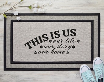 Door mat for Outside | Cute Welcome Mat | Inside Doormat | Housewarming Gift | Closing Gift | Front Door Welcome Mat | This is Us