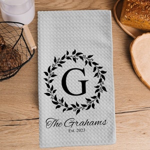 Custom Tea Towel Gift Set | Personalized Kitchen Towel | Family Name Dish Towel | Kitchen Decor | Hand Towel | Housewarming Dishcloth