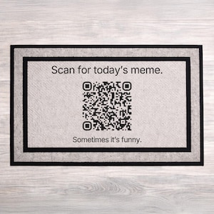 Funny Doormat – Daily Meme QR Code Welcome Mat - New Meme Every Day - Unique Housewarming Gift - 18x30 Outdoor Rug