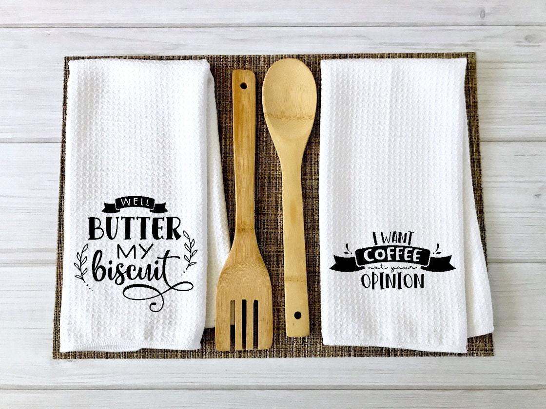 Funny Kitchen Towels Set - Cute Dish Cloths, Funny Dish Towels for Kitchen,  Home Bar, Tea Towels & Hand Towels w/Sayings, Dad & Husband Birthday Gifts