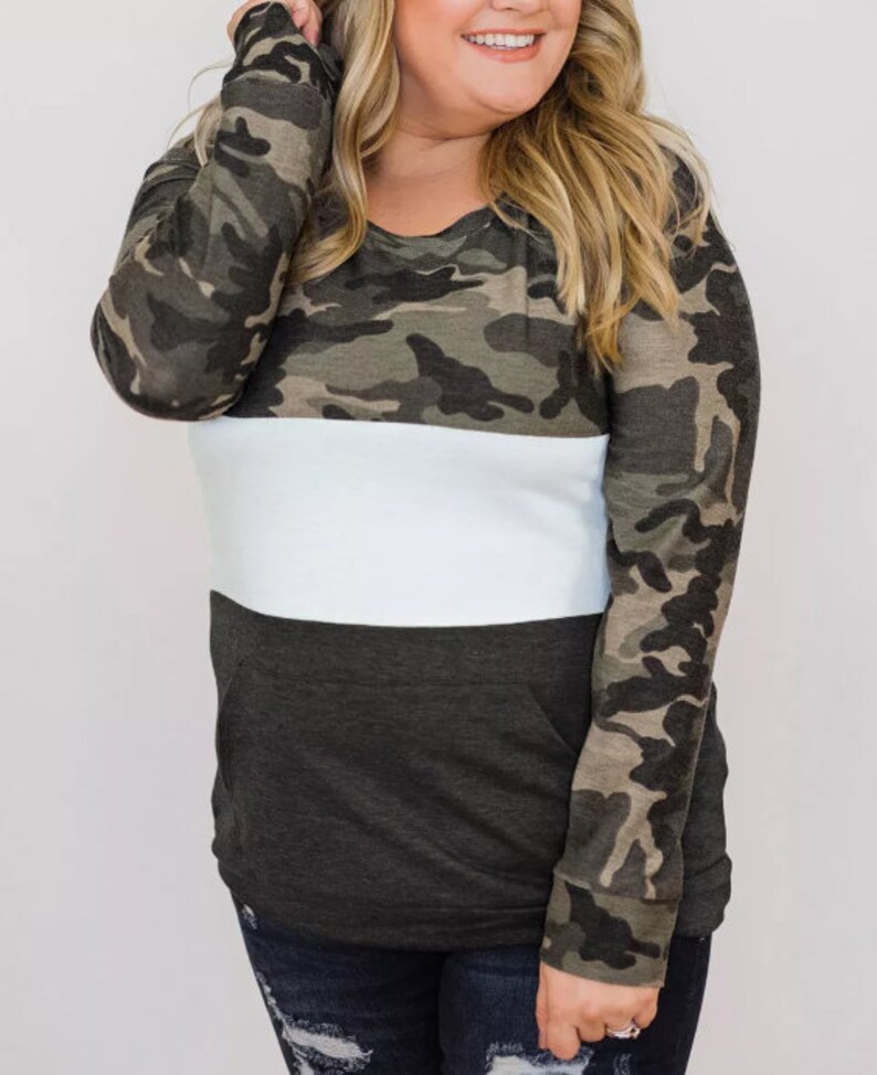 Plus Size Camo Pullover Top image 1