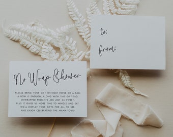No Wrap Baby Shower Gift Tag, Don&#39;t Wrap Gifts Insert, Gifts on Display Card, Display Shower, Enclosure Card, Customizable Printable, 001