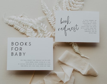 Books For Baby Card, Bring A Book Instead Of A Card Insert, Baby Shower Signage,  Minimalist Book Request, Customizable Book Ticket, 001