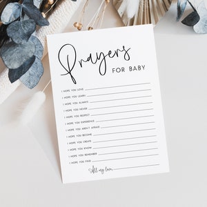Prayers for Baby Card, Advice for Baby Printable, Minimalist Baby Shower Game, Gender Neutral, I Hope For You, Custom Baby Shower Game, 001