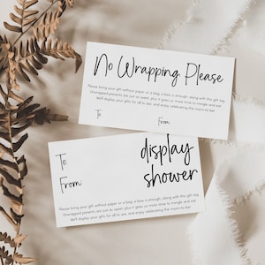 No Wrap Baby Shower Gift Tag, Don't Wrap Gifts Insert, Gifts on Display Card, Display Shower, No Wrapping Please, Edit Custom Printable, 019