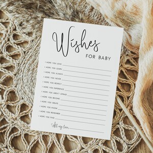Wishes for Baby Card, Advice for Baby Printable, I Hope For You, Minimalist Baby Shower Game, Gender Neutral, Customizable Shower Game, 001
