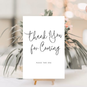 Thank You for Coming Tabletop Sign, Simple Baby Shower Signage, Modern Bridal Shower Easel Sign, Shower Favor Sign Please Take One, 001