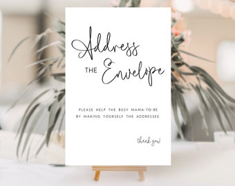 Address the Envelope Baby Shower, Write Your Address Sign, Addressee Write Your Envelope, Help the Busy Mama-To-Be, Editable Signage, 001