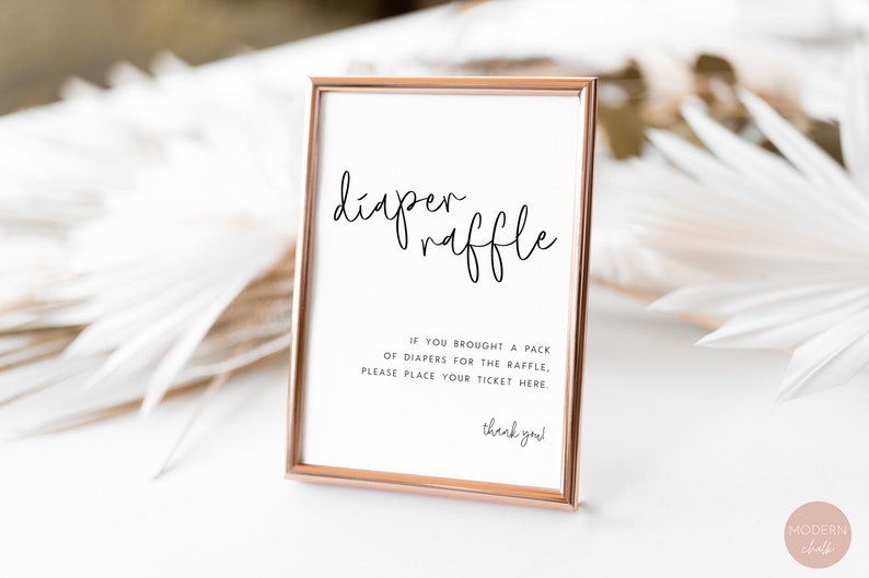 Diaper Raffle Sign, Simple Baby Shower Game, Bring A Pack of Diapers ...