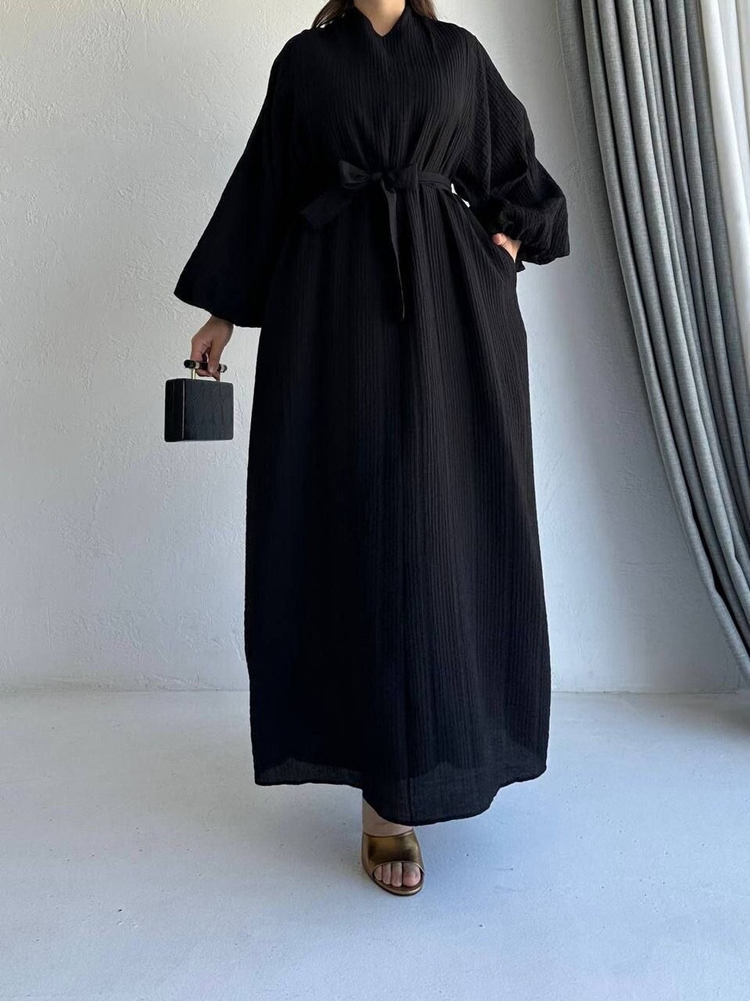 black long sleeve balloon dress Lace & Beads Plus balloon sleeve tiered maxi dress in black