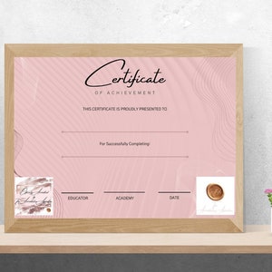 Editable Certificate Template, Course Achievement Certificate, DIGITAL DOWNLOAD