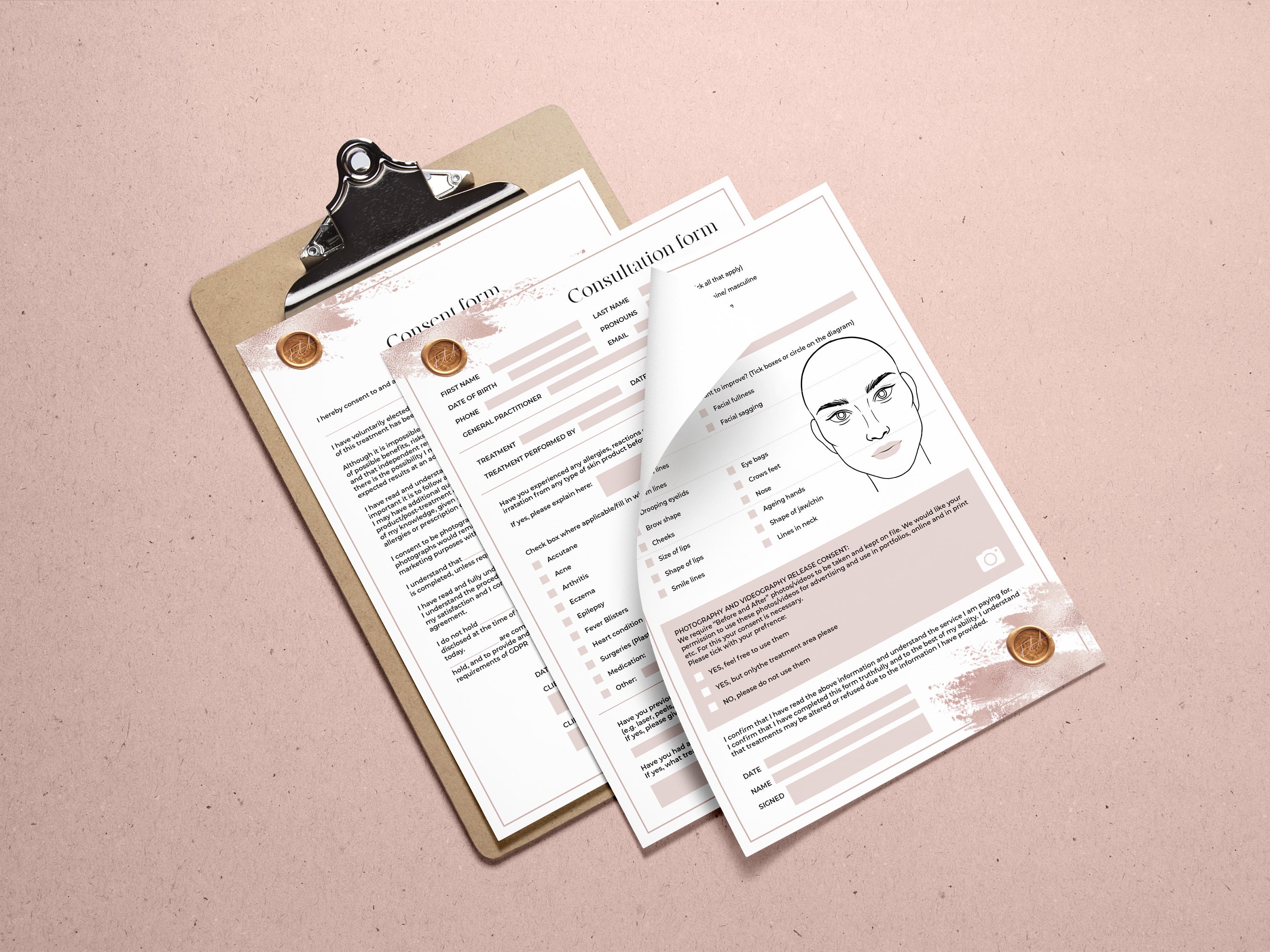 Printable Consultation Form, DIGITAL DOWNLOAD, Beauty