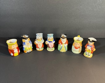 Vintage ceramic miniature Toby jugs or pitchers, manufactured in Japan