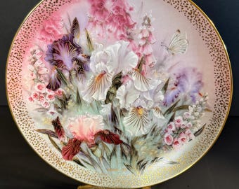 Vintage "Iris Quartet" collector plate from the Symphony of Shimmering Beauty 1991