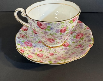 Vintage Royal Standard "Rose Chintz" bone china teacup and saucer set