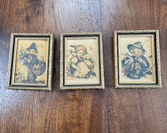 Vintage framed Hummel Mini Prints Framed Art Made In West Germany (set of 3)
