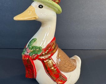 Ceramic Christmas goose figurine