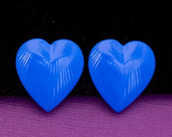 Vintage Blue Heart Romantic Clip On Earrings - Q40