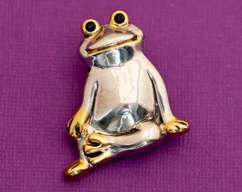 Broche Fantaisie Grenouille En Métal Doré Avec Strass Multicolores - Neuf Dans Sa Pochette Cadeau