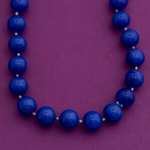 Vintage Boho Colorful Blue Beaded Necklace 30 Inches - Q23