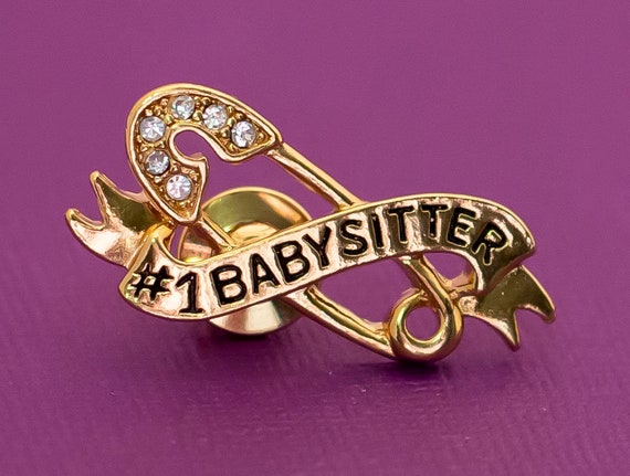 Vintage #1 Babysitter Safety Pin Rhinestone Pin b… - image 2
