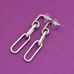Vintage Gothic Silver Tone Dangle Earrings - Q19