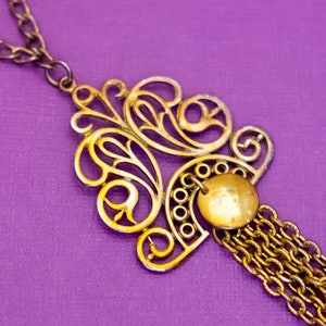 28 pouces, collier vintage avec chaînes pendantes, maillons de chaîne et pampille - Q38