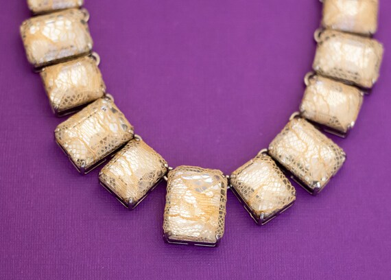 17 inch, Vintage Rectangular Beads Statement Bib … - image 1