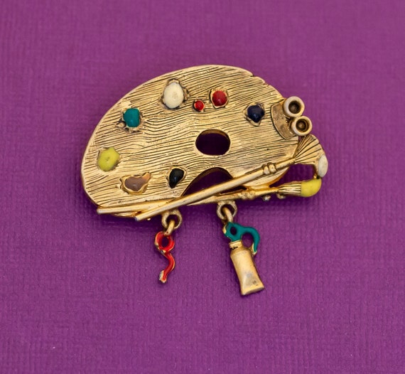 Vintage Artist's Paint Palette Brooch by Danecraft Q25 Etsy