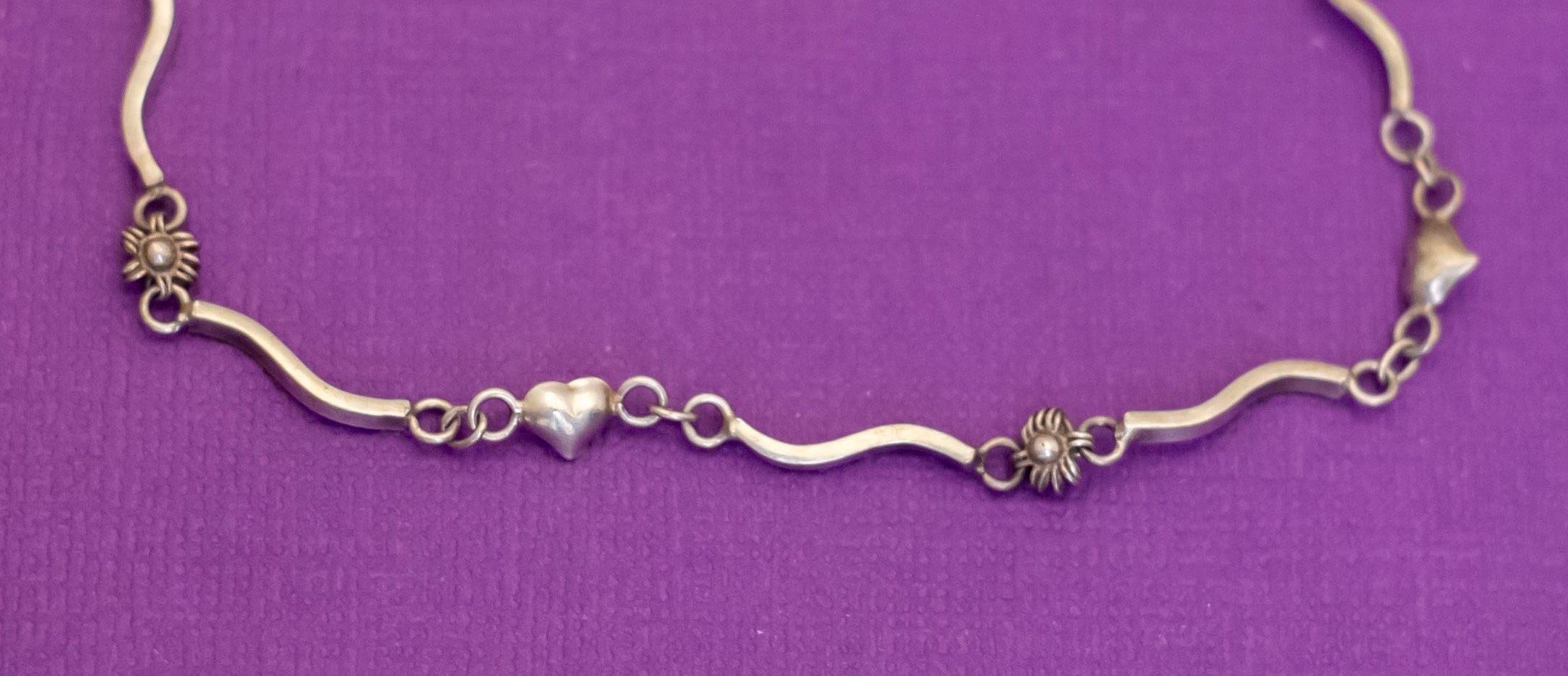 9 1/2、ヴィンテージ 繊細なハート リンク スターリング シルバー