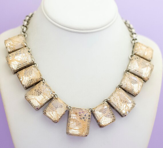 17 inch, Vintage Rectangular Beads Statement Bib … - image 2