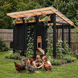 Simple Chicken Coop Plans for 6-8 Chicken: 6x14 Backyard Coop with Run, Nest Box (PDF Download)