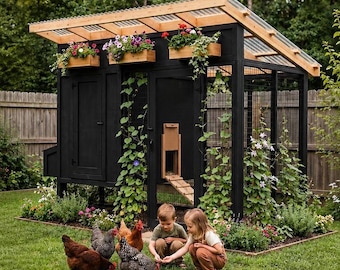 Simple Chicken Coop Plans for 6-8 Chicken: 6x14 Backyard Coop with Run, Nest Box (PDF Download)